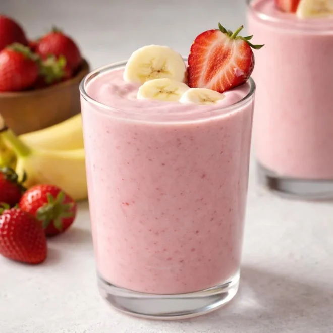 Smoothie fraise-banane onctueux (225 g de fraises, 225 g de tranches de banane)