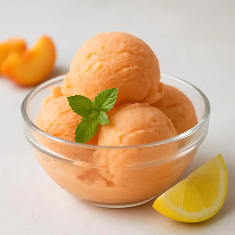Sorbet pêches jaunes et melon cantaloup maison (ultra rafraîchissant, 100% naturel)