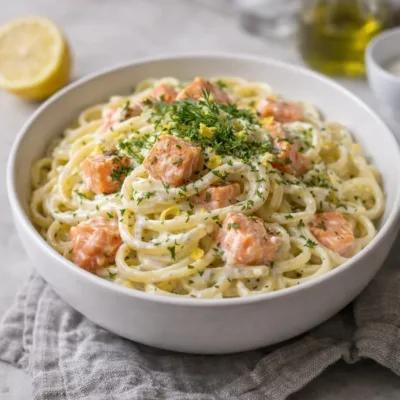 Spaghetti au saumon fumé sauce crème citronnée