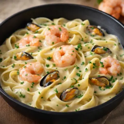 Tagliatelles aux fruits de mer à la crème et au vin blanc