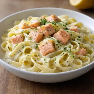 Tagliatelles au saumon et crème citronnée onctueuse