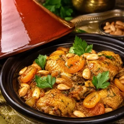 Tajine de poulet aux abricots et amandes : la recette marocaine traditionnelle facile