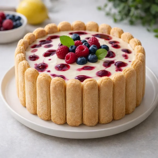 Tarte/bavarois au mascarpone et fruits rouges façon tiramisù (sans cuisson)