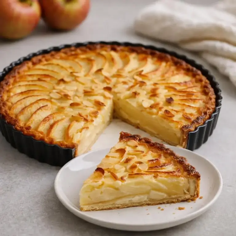 Tarte normande pommes & crème d’amandes (pâte sablée, calvados)