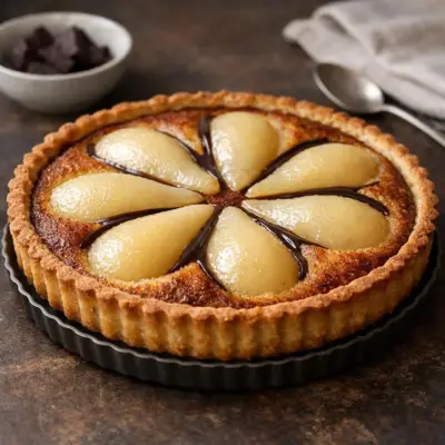 Tarte poire amande chocolat : moelleuse et gourmande