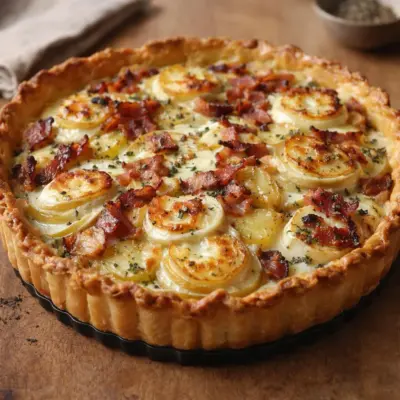 Tarte rustique aux pommes de terre lardons chèvre