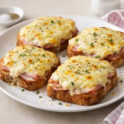 Tartines jambon fromage au four : béchamel gratinée