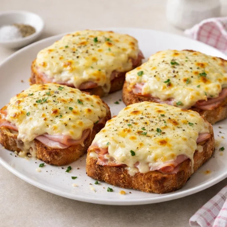 Tartines jambon fromage au four : béchamel gratinée