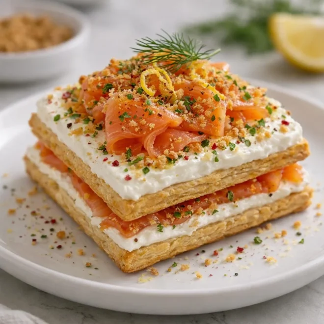 Tartines feuilletées saumon fumé & crème citronnée