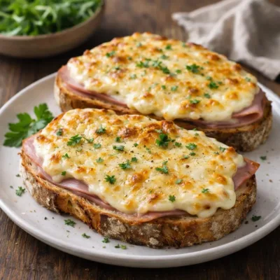Tartines gratinées au jambon & crème fraîche