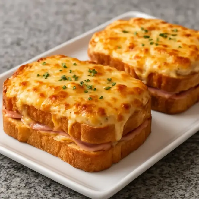 Tartines gratinées au jambon et fromage à la crème fraîche
