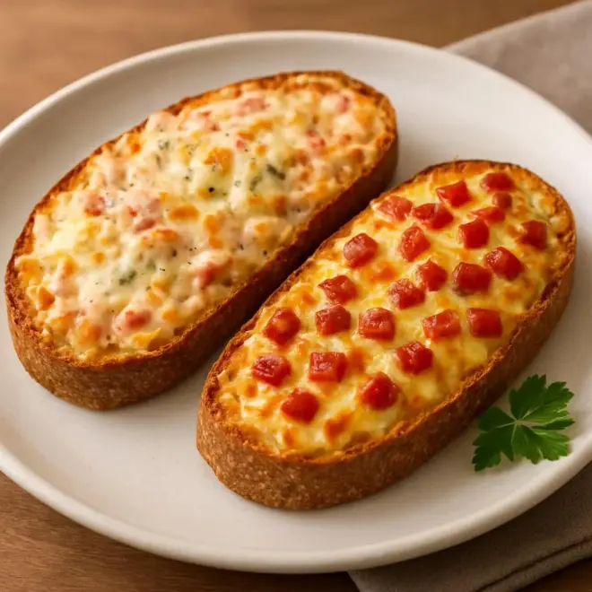 Tartines de pain de seigle au jambon, gorgonzola ou chorizo (cuisson au four, 10 minutes)