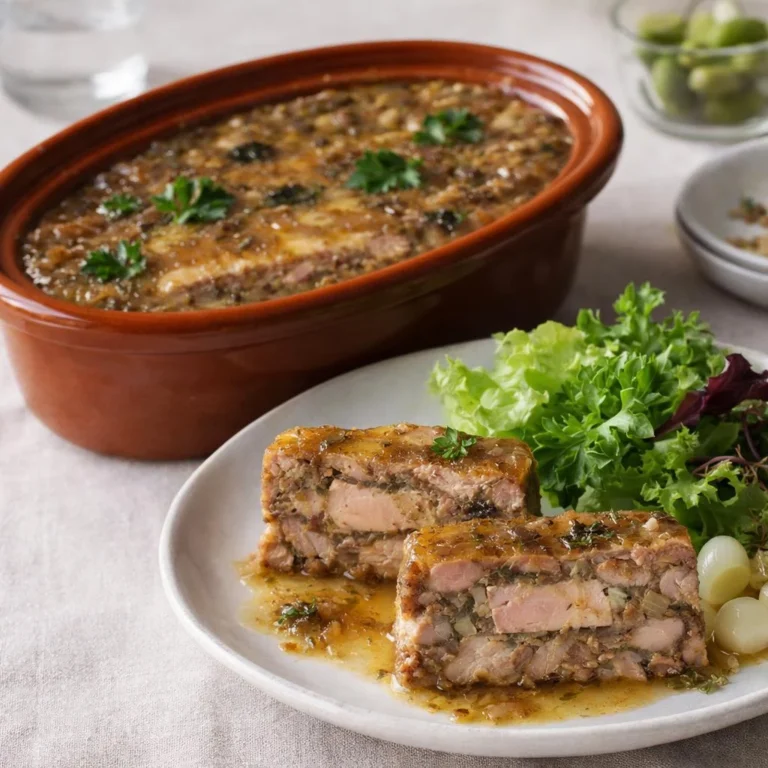 Terrine de cochon de lait au confit d’oignons et foie gras