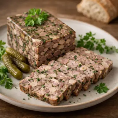 Terrine de Cochon Maison (viande de porc, herbes, cuisson au bain-marie)