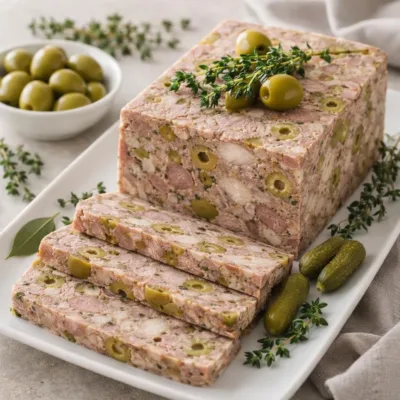 Terrine de porc aux olives vertes : recette maison