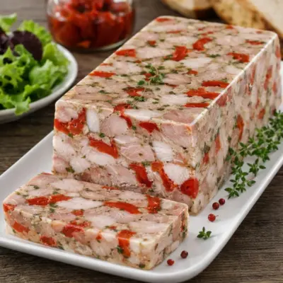 Terrine de porc aux poivrons rouges grillés