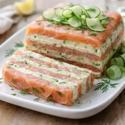 Terrine froide saumon fumé concombre à la crème citronnée
