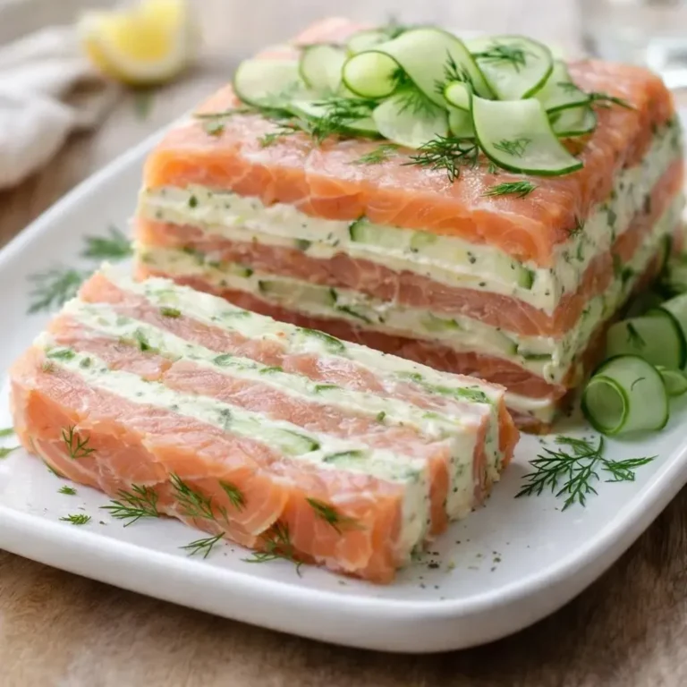 Terrine froide saumon fumé concombre à la crème citronnée