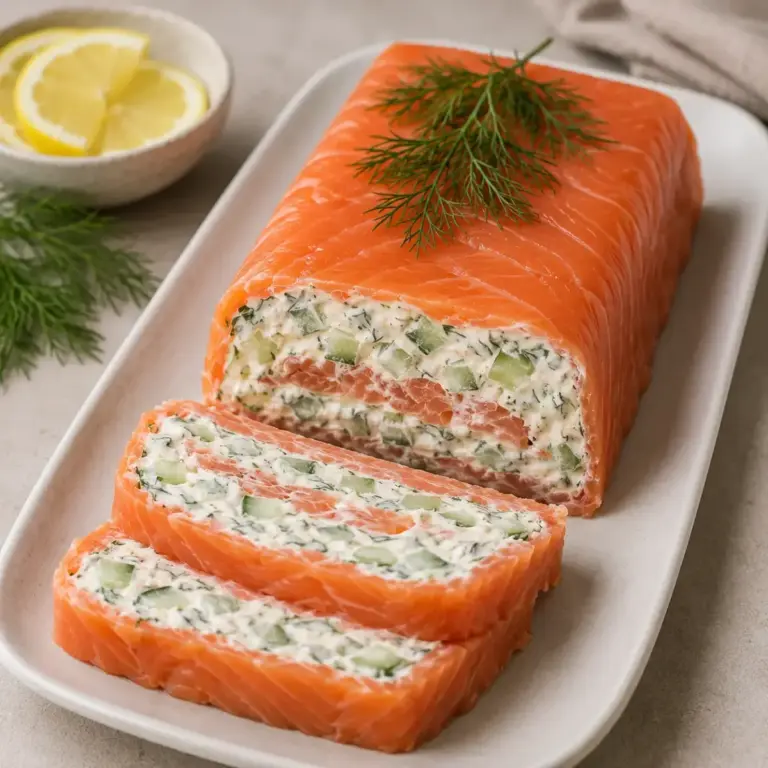 Terrine froide saumon fumé et concombre à la crème citronnée