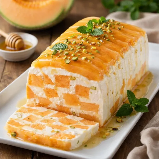 Terrine glacée de melon yaourt grec et miel