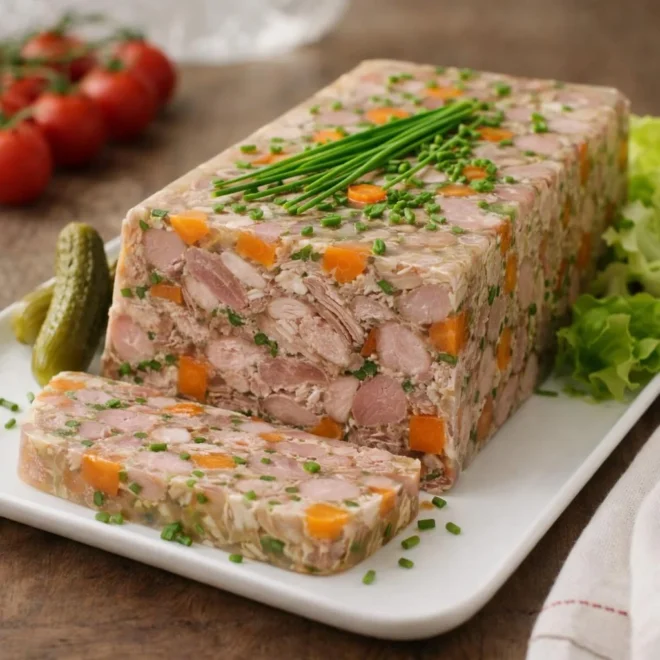 Terrine de jambonneau aux carottes et ciboulette