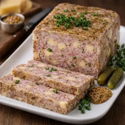 Terrine de jambonneau au comté et à la moutarde