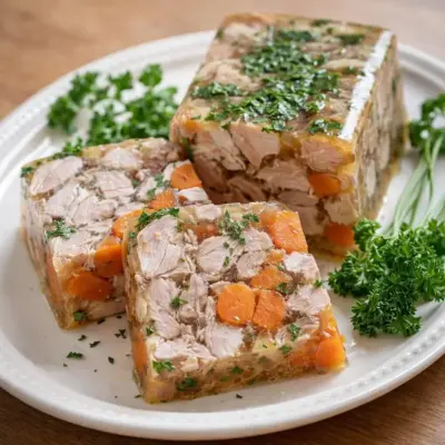 Terrine de jarret de porc en gelée maison aux herbes