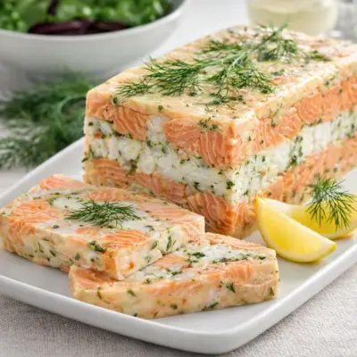 Terrine de saumon et merlan à l’aneth, moelleuse