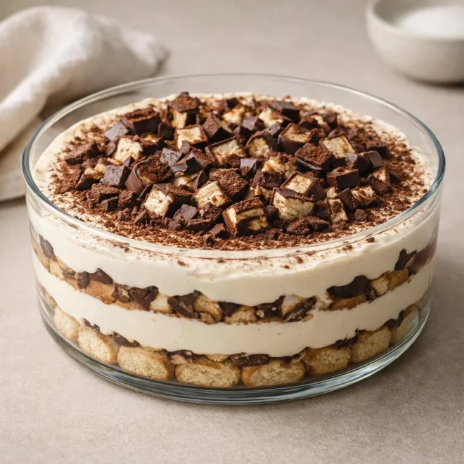 Tiramisu aux biscuits cuillère et mascarpone, éclats de chocolat