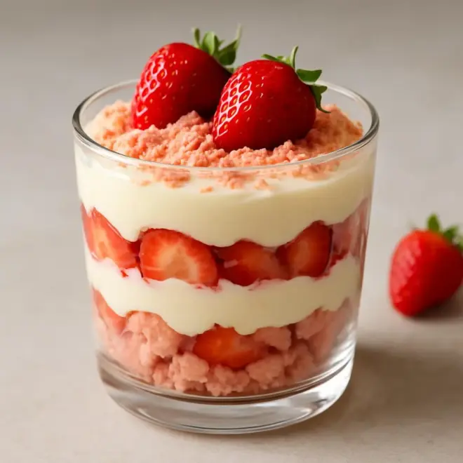 Tiramisu aux fraises et biscuits roses de Reims (sans cuisson)