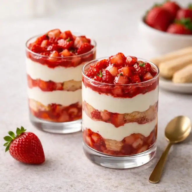Tiramisu aux fraises facile (sans stress, crème légère au mascarpone)