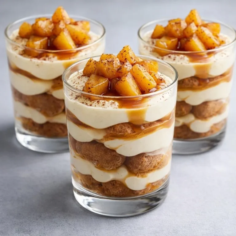 Tiramisu caramel beurre salé pommes poêlées : verrines