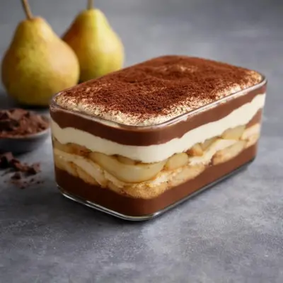 Tiramisu chocolat poires : recette sans cuisson