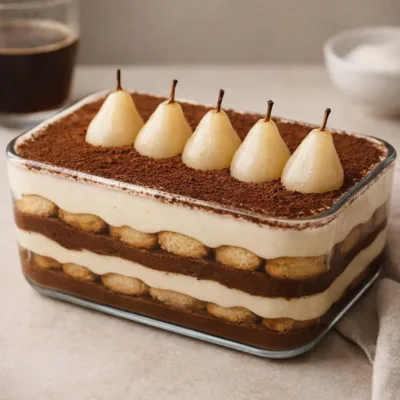 Tiramisu chocolat poires : recette en couches facile