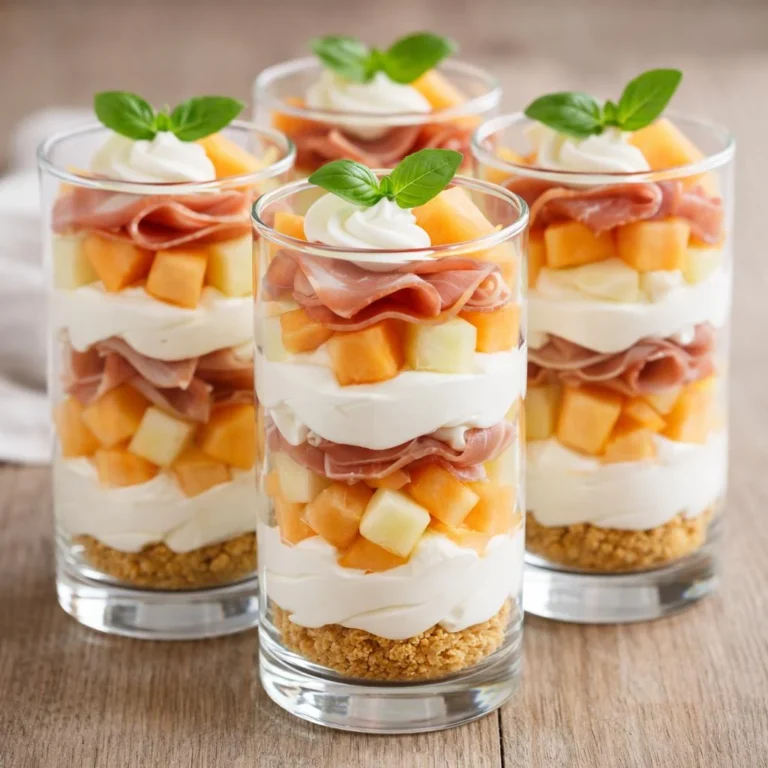 Tiramisu salé melon jambon sec fromage frais