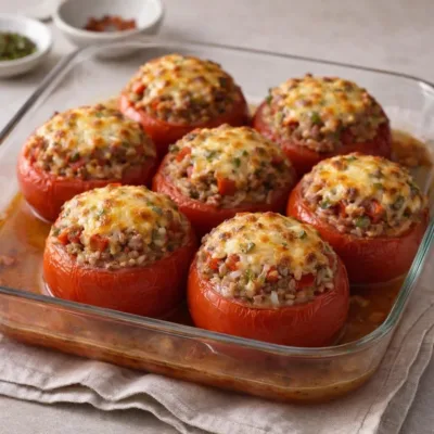Recette tomates farcies au riz et viande hachée