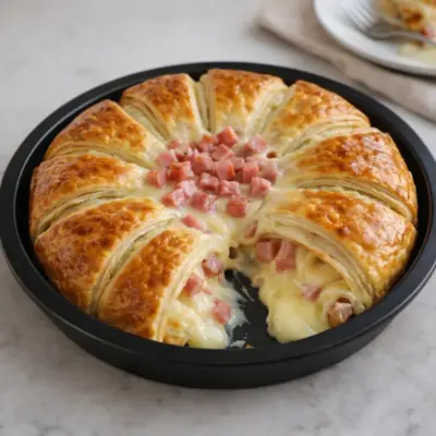 Tourte feuilletée au jambon comté : cœur fondant