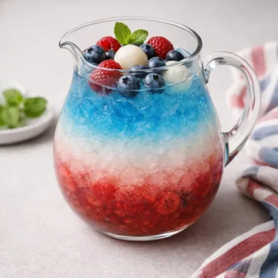 Verrine framboise myrtille citron en couches gélifiées