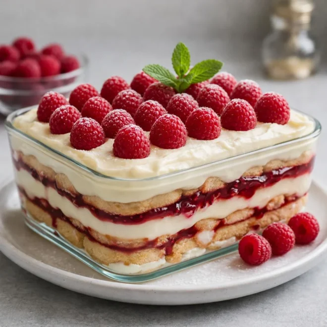 Verrine tiramisu aux framboises et biscuits cuillère (sans cuisson)