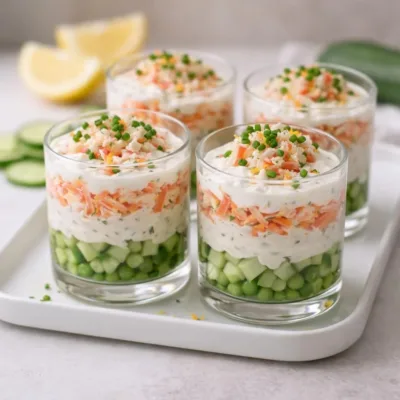 Verrines concombre carottes saumon fumé citron