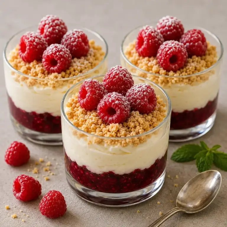 Verrines Gourmandes aux Framboises, Crème Vanille et Émietté de Biscuits