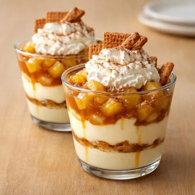Verrines pommes caramélisées crème vanillée