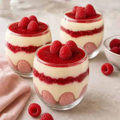 Verrines tiramisu fraise framboise au mascarpone, biscuits roses de Reims et coulis