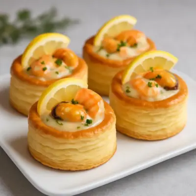Vol-au-Vent aux fruits de mer, sauce béchamel onctueuse