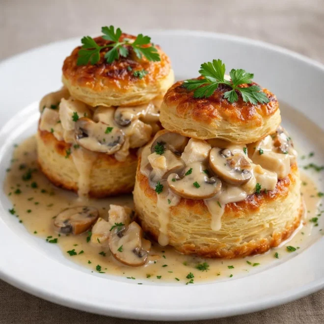 Vol-au-vent au poulet et champignons crémeux