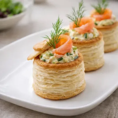 Vol-au-vent au saumon et aux poireaux : sauce crémeuse