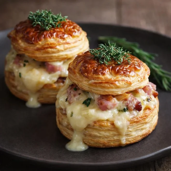 Vol-au-vent au Reblochon : lardons & oignons