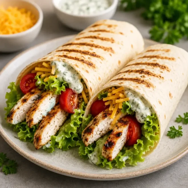 Wrap au Poulet Grillé et Sauce Crémeuse aux Herbes