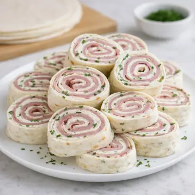 Wrap apéritif jambon fumé spirale aux herbes et ail