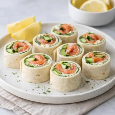Wraps au saumon fumé, citron et fromage frais